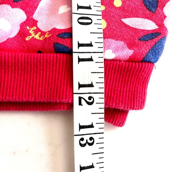 Sonia  Rykiel Paris Girls Red Floral Cotton Ruffle Trim Sweatshirt size 4 - Picture 4 of 6